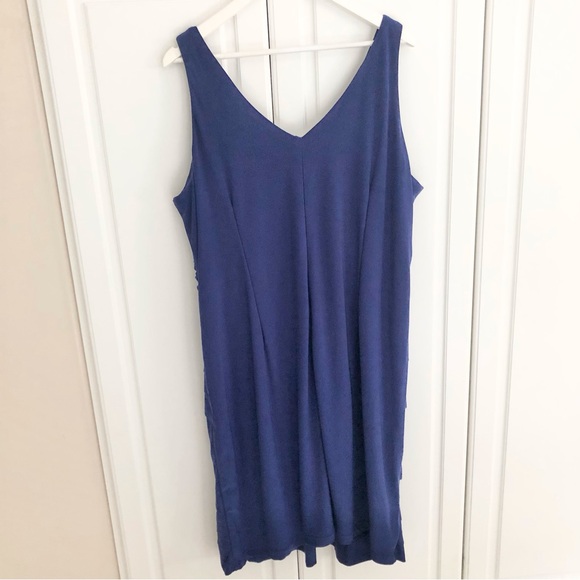 Pennington’s 1X Bodycon Surplice Dress Holiday Cobalt Royal Blue V-Neck Pleated - Picture 2 of 16